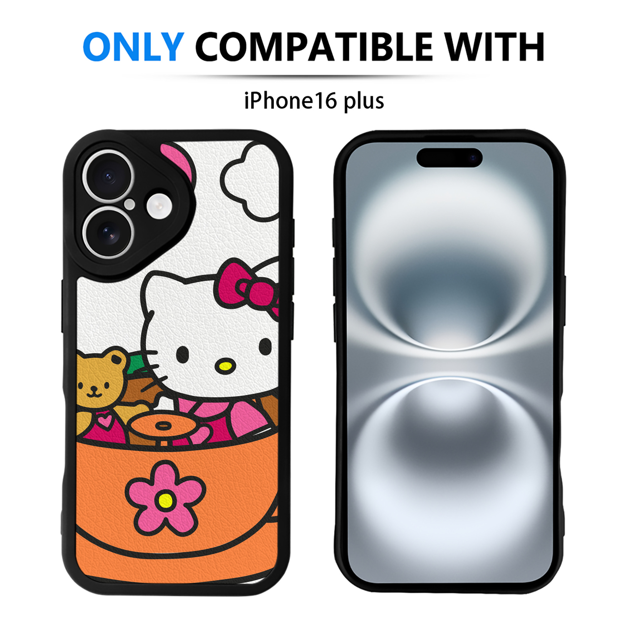 （画像用） Hello Kitty ハローキティ 【iPhone 16シリーズ対応】シリコンスマホケース（レザー調） 材質：シリコン